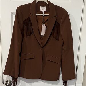 Cinq à Sept suede fringe Cheyenne Blazer 10 nwt